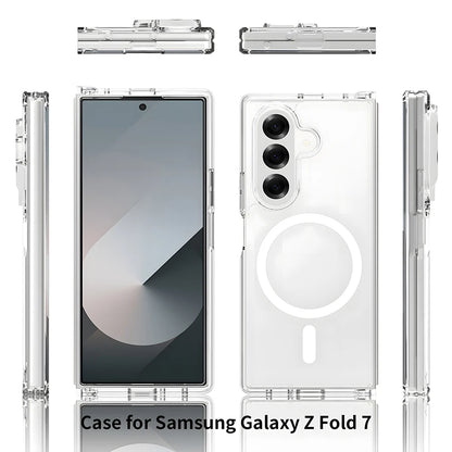 Magnetic Flip Phone Case with Transparent Back - Shockproof Bumper, Anti-Scratch Coating, Reinforced Edges & Durable Material for Samsung Galaxy Z Fold 7, Z Fold 6, Z Fold 5, Z Fold 4, Z Fold 3 | Drop Protection, Modern Prote
