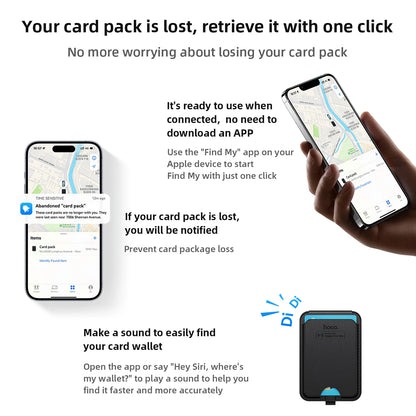 HOCO E91I Magnetic ID Card Holder with Smart Anti-Lost Device Phone Stand Rechargeable Locator Trackers for IOS Find My Network