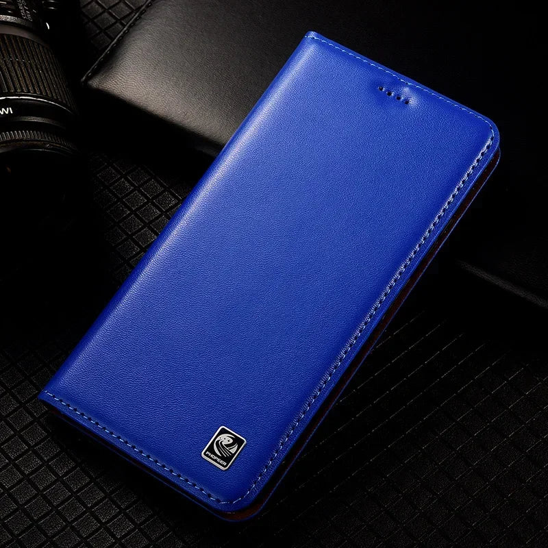 For SAMSUNG Galaxy S26 S25 S24 S23 Ultra Plus FE Edge 5G Flip Case Napa Texture Magnetic Cover Cowhide Genuine Leather Cases