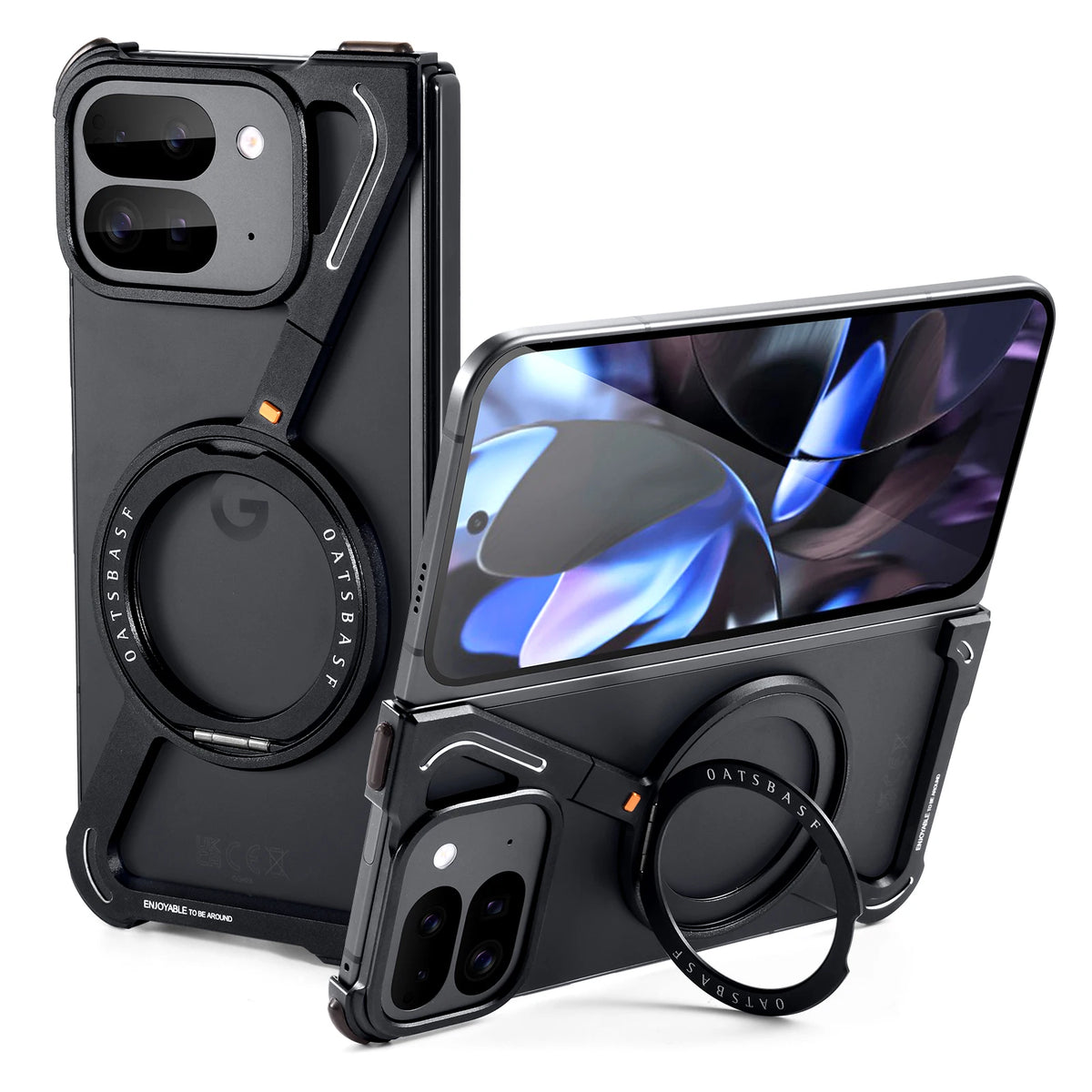 Eary Frameless Case for Google Pixel 9 10 Pro Fold 360°Rotatable Magnetic Ring Stand Phone Case Metal Drop Shockproof Protective