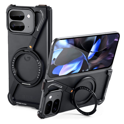 Eary Frameless Case for Google Pixel 9 10 Pro Fold 360°Rotatable Magnetic Ring Stand Phone Case Metal Drop Shockproof Protective