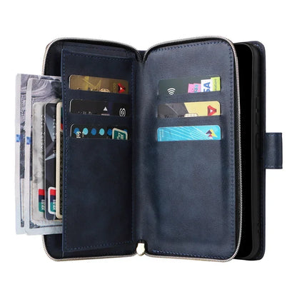 For Samsung S25 S24 S23 S22 S21 S20 FE 5G Zipper Wallet Leather Case For Samsung Galaxy S26 Ultra Note 20 10 Lite S9 Plus Etui
