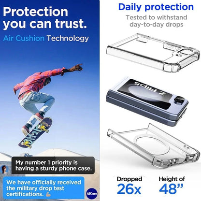 Magnetic Transparent Hard PC Phone Case For Samsung Galaxy W25 W24 W23 Z Flip 8 7 FE 6 5 4 3 5G Magsafe ShockProof Cover