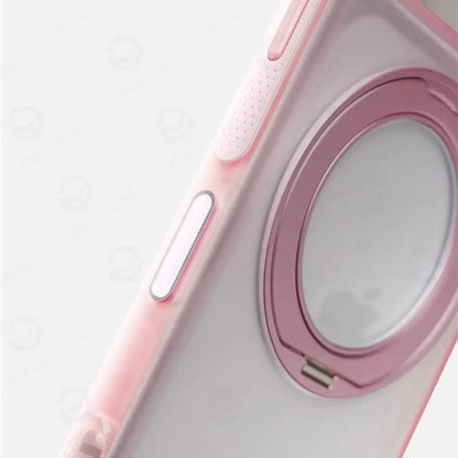 For Magsafe Anti-knock Airbag Matte Translucent Case For iPhone 16 17 18 Pro Max Rotate Magnetic Bracket Shockproof Armor Cover