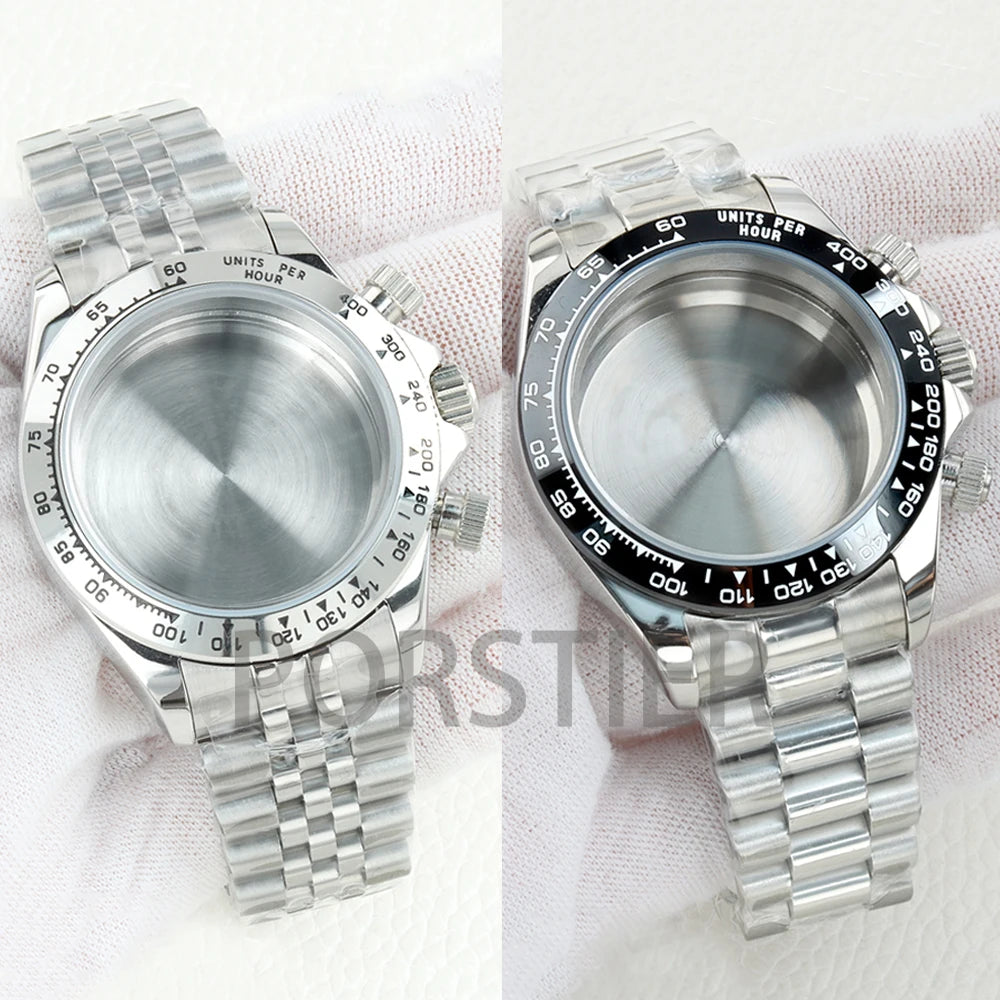 40mm VK63 Watch Case 100m Waterproof for Daytona VK63 VK64 Movement 316L Stainless Steel Presidential/Jubilee/Oyster Bracelet