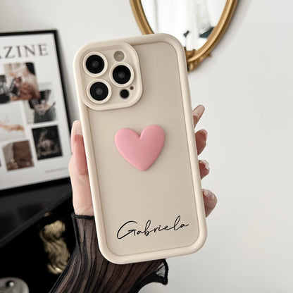 Cute INS Love Heart Personalized Name Case For iPhone18 17 16 15 14 13 12 11Pro Max 17 Air Luxury Soft Silicone Custom DIY Cover