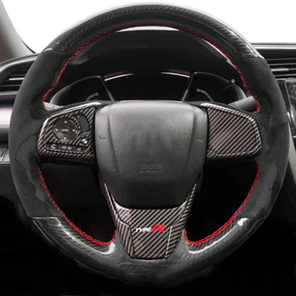 Car Steering Wheel Cover Non-slip Carbon Fiber Suede Braid For Honda Civic 10 2016-2021 CR-V CRV 2017-2021 Clarity 2018-2021