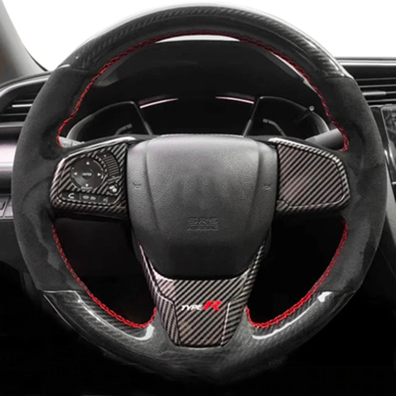 Car Steering Wheel Cover Non-slip Carbon Fiber Suede Braid For Honda Civic 10 2016-2021 CR-V CRV 2017-2021 Clarity 2018-2021