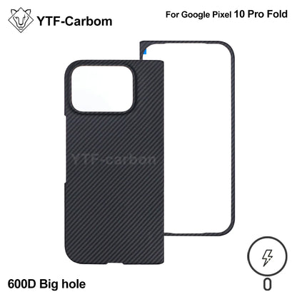 YTF-Carbon New Style for Google Pixel 9/10 Pro Fold Kevlar Carbon Fiber Hinge Protection Cover Ultrathin 11 Pro Fold Phone Case