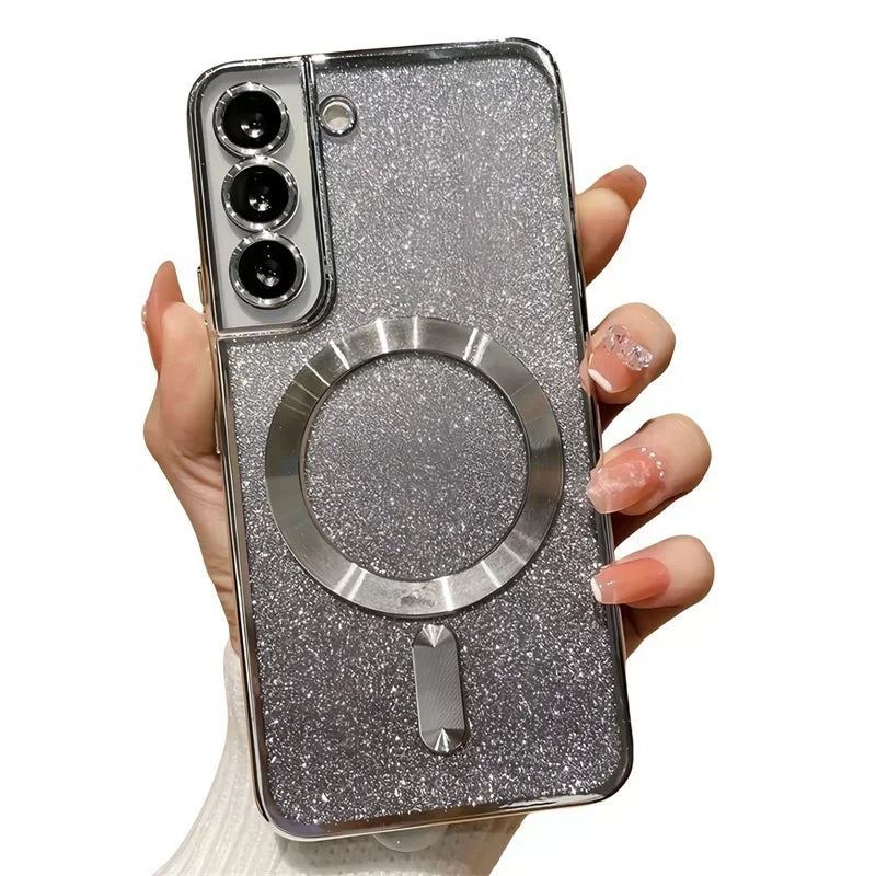 Glitter Bright Case For Samsung Galaxy A56 A36 A16 A06 A17 A26 S24 FE S22 S21 S20 S23 Plus S26 S25 Ultra Magnetic Wireless Cover