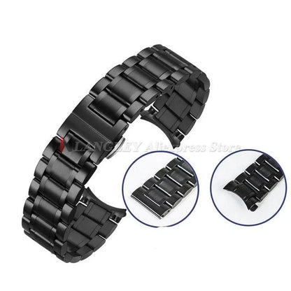Curved End Solid Stainless Steel Watch Strap 12 14 16 18 20 21 22 24mm Metal Band Butterfly Buckle Universal Barcelet Watchbands
