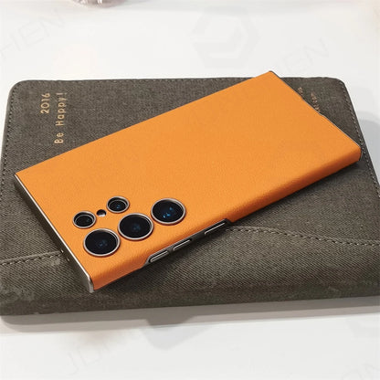 For Samsung Galaxy S25 S24 S23 Ultra 24ultra Leather Curved Case Luxury Business Ultra Thin All Inclusive Shockproof Pc Cover