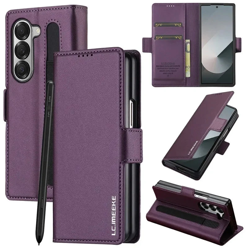 Magnetic Flip Leather Phone Case for Samsung Galaxy Z Fold 8 Ultra7 6 5 4 3 5G Fold6 Fold5 Fold8 Wallet Card Cover Etui Coque