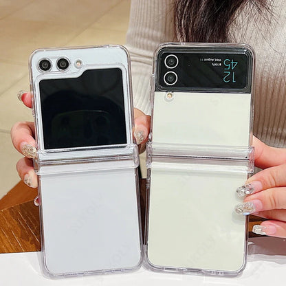 For Samsung Galaxy Z Filp8 Flip7 FE Filp6 Filp5 Case Transparent Fold ShockProof PC Cover For Samsung Galaxy Z Filp 3 4 5 6 7 8