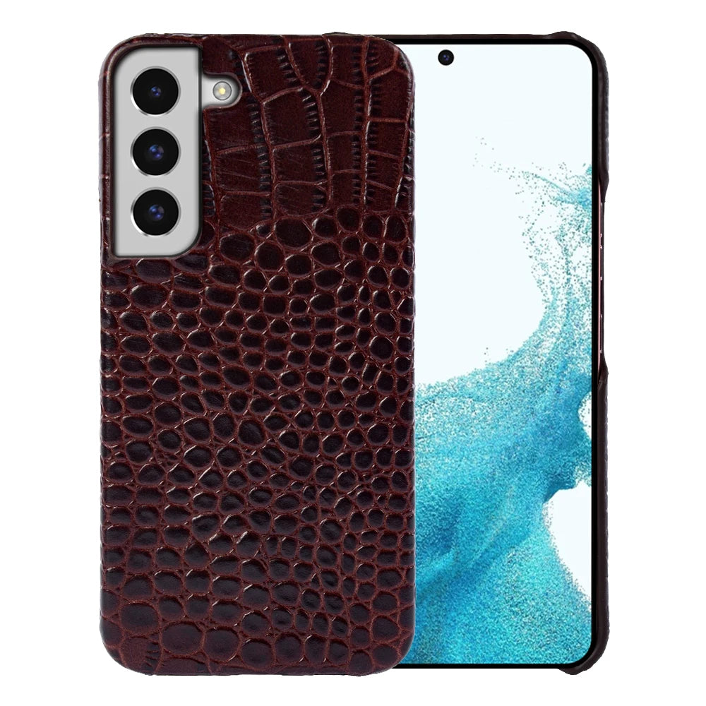 Genuine Leather Case for Samsung Galaxy S22 S23 S21 S20 Ultra Plus S10 Note 20 10 A53 Crocodile Pattern Phone Cover Back Shell