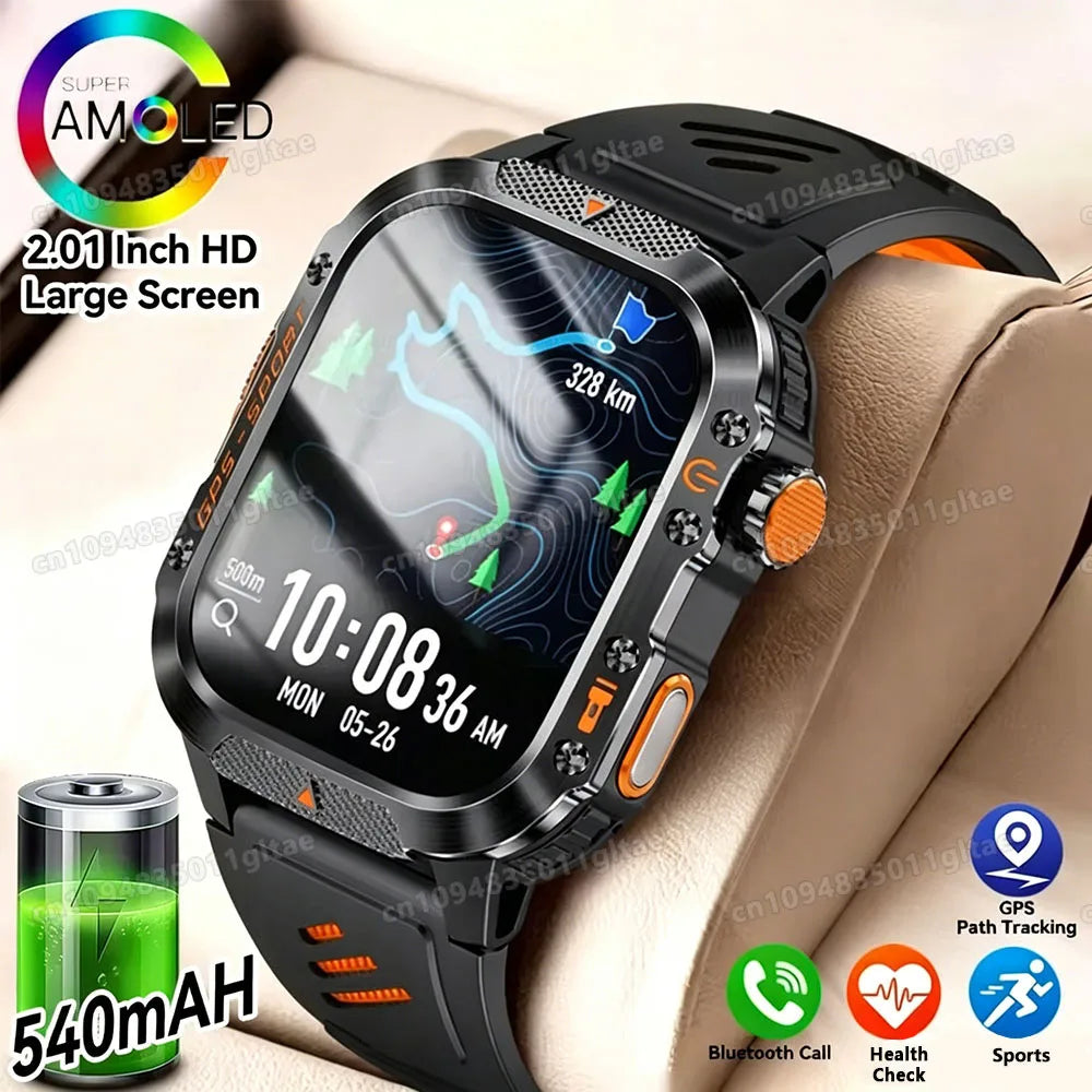 2026 New Military Smart Watch Men IP67 3ATM Outdoor Sports Fitness Tracker Blood Pressure Health Monitor BT Calls GPS Smartwatch