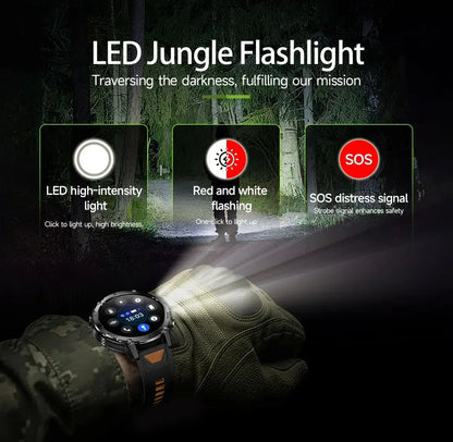 Brand+TANK Ultra 1400mAh Big Battery Smart Watch Men GPS Path Sport Flashlight BT Call Waterproof Outdoor Military Smartwatches