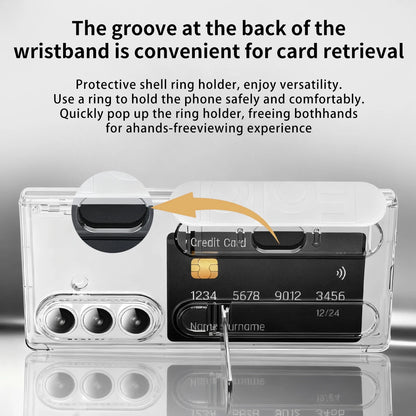 Multifunctional Kickstand Phone Case For Samsung Galaxy Z Fold 8 Ultra Fold 7 6 5 4 With Card Slot Wrist Strap Folding Cover