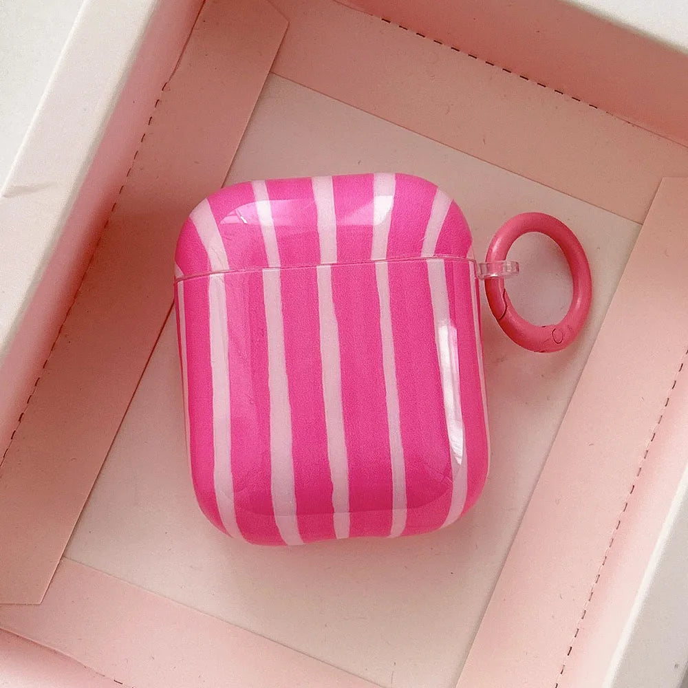 Summer Dopamine Simple Color Collision Stripes Splicing Soft Earphone Case For AirPods 4 5 Cover For AirPods 1 2 3 Pro 2 2nd