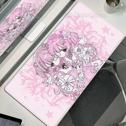 Anime Cute Angel Girls Mouse Pad Laptop Gaming Extended Desk Mat PC Kawaii Gamer Cabinet Mousepad XXL Keyboard Rug Pink Carpet