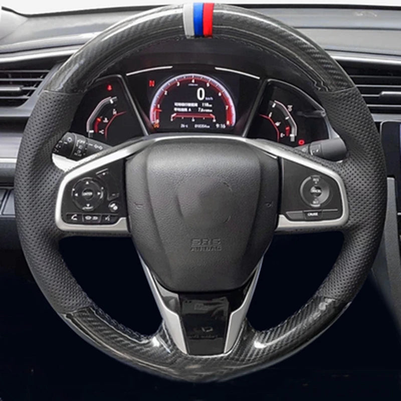 Car Steering Wheel Cover Non-slip Carbon Fiber Suede Braid For Honda Civic 10 2016-2021 CR-V CRV 2017-2021 Clarity 2018-2021