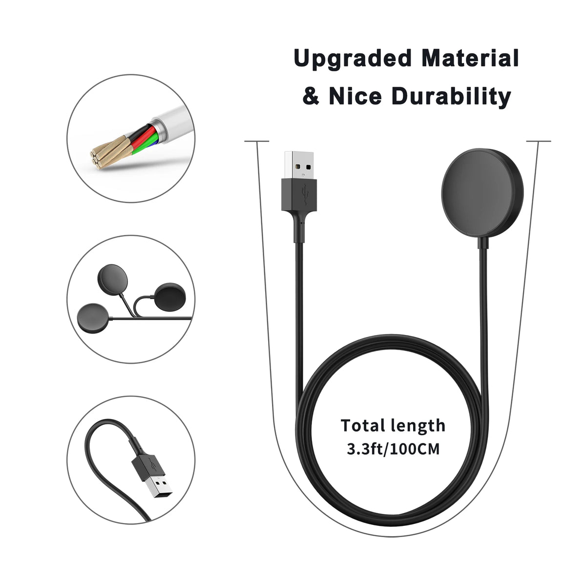 USB Watch Charger For Samsung Galaxy Watch 7 6 5 4 40mm Charging Dock For Galaxy Watch 3 41mm 45mm/Watch 5 Pro 45mm Active 1 2