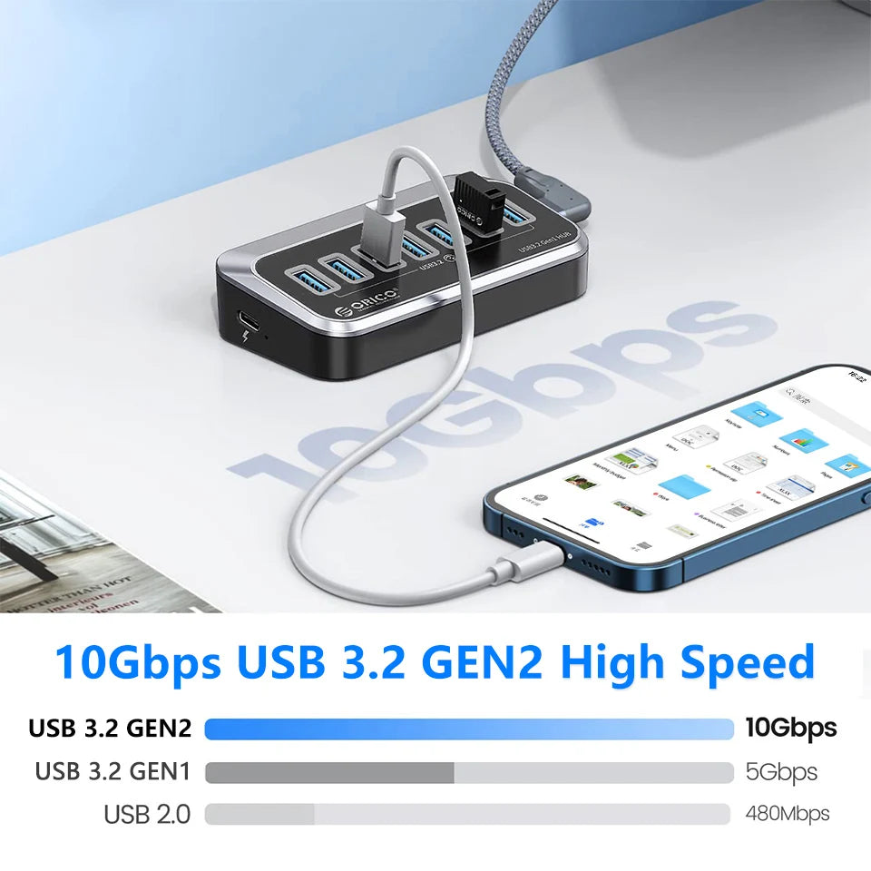 ORICO USB 3.2 Docking Station Hub Type C 10Gbps Splitter Switch Dock Multi Port Socket USB-A Gen2 for Surface Macbook Laptop 3.0