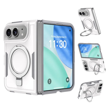 Haoma Karon Color Invisible Magnetic Bracket Phone Case For IPhone Duo PC+TPU Sturdy Anti Drop Back Cover Protective Case
