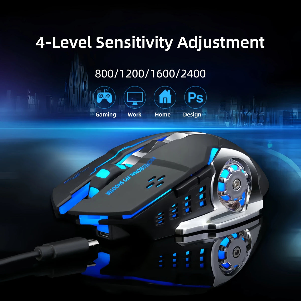 Wireless Gaming Mouse Bluetooth 2.4G Dual Mode RGB Silent Rechargeable Back to School Ergonomic 2400DPI Mice for MacBook Laptop Student