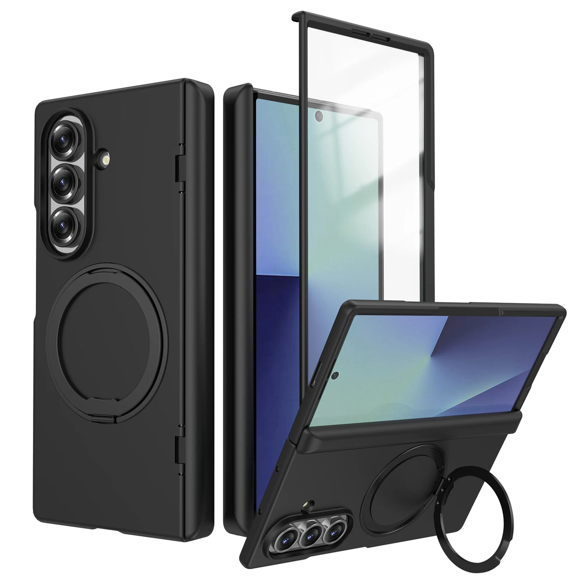 Fall Protective Case for Samsung Galaxy Z Fold 8 Ultra Fold8 Fold7 Fold 7 6 5 4 3 Fold6 Fold4 Tempered Glass Film Magnetic Ring