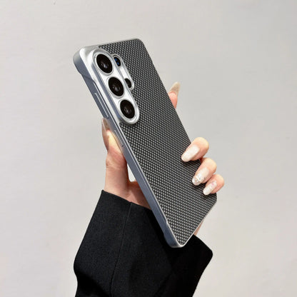Business Plating Ultra-thin Maze Grid Pattern for Magsafe Borderless Phone Case for Samsung S26 Ultra S25 Plus Shockproof Cover