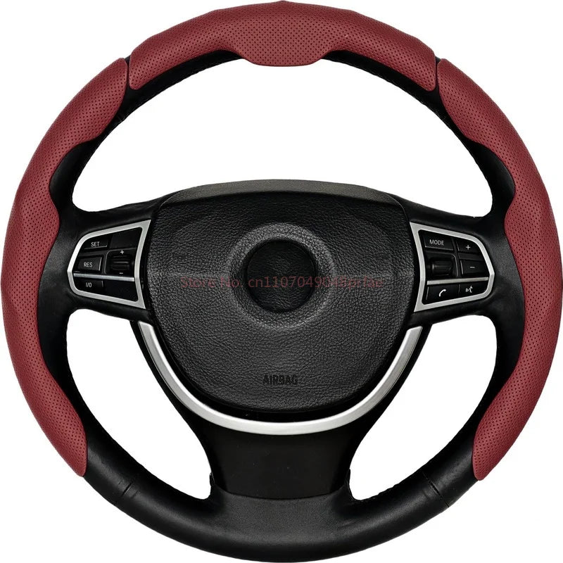 Car In Vehicle Nappa Leather Steering Wheel Cover Universal For Men And Women All Seasons Nonslip Sweatabsorbing Wearresistant