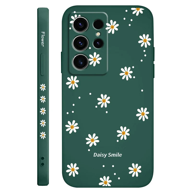 Smiling Daisy Phone Case For Samsung Galaxy S25 S24 S23 S22 S21 S20 S10 S10E Ultra Plus FE Note 20 Ultra Plus Cover