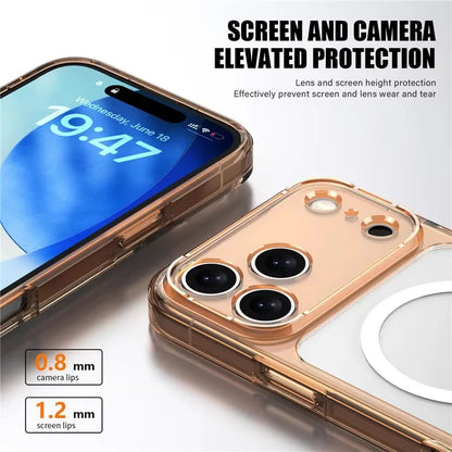 Luxury Clear Shockproof For Magsafe Magnetic Case For iPhone 17 Air 17Pro 17 ProMax Wireless Charging Shockproof Hard Back Cover