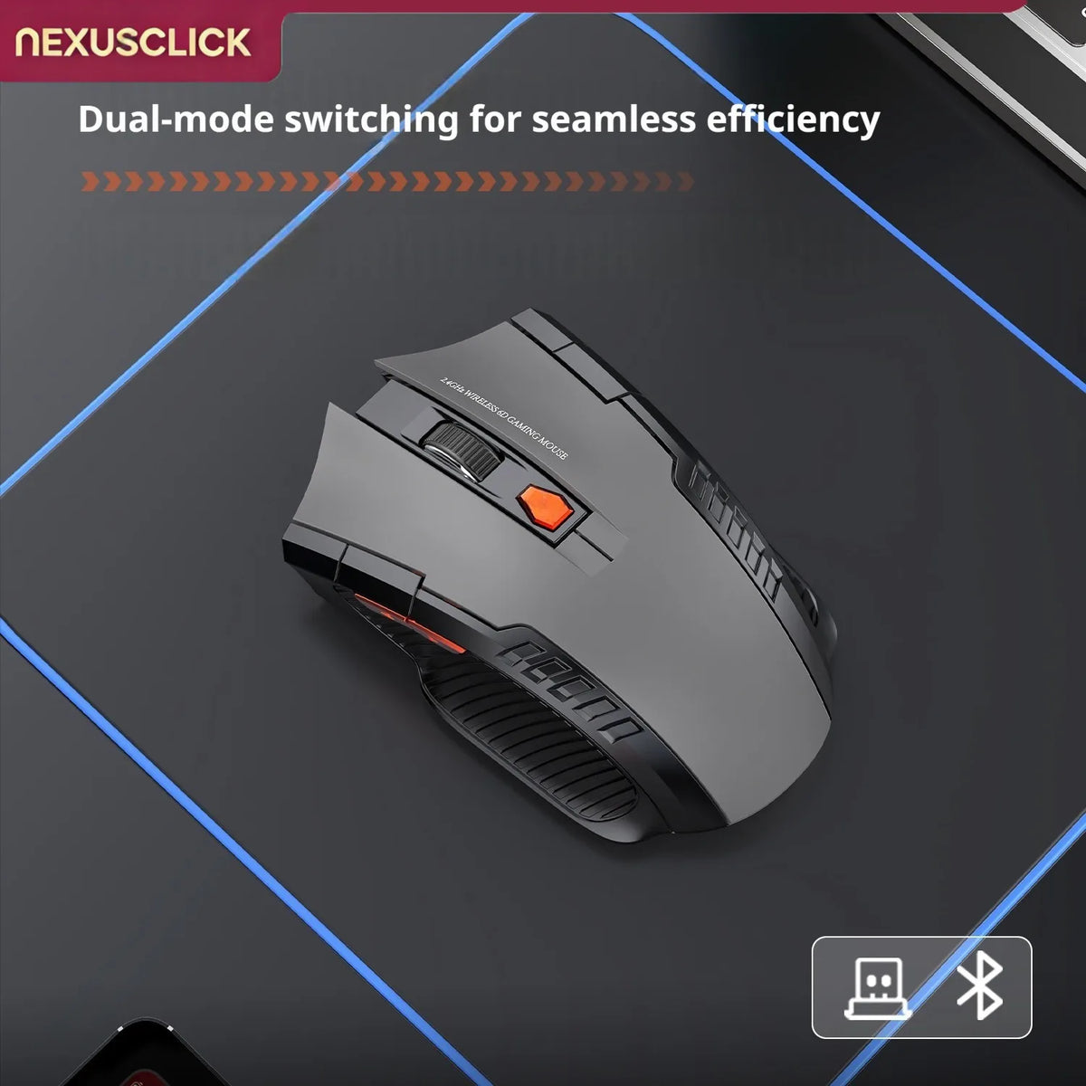 NEXUSCLICK Wireless Optoelectronic Mouse,1600DPI 6 Silent clicks New Game&Craft Gift Mice in Stock USB Receiver for Office Gamer