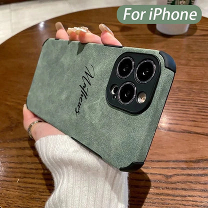 Personalized Luxury Leather Lambskin Case For iPhone 11 12 13 14 15 16 18Pro Max Customized Name DIY Cover