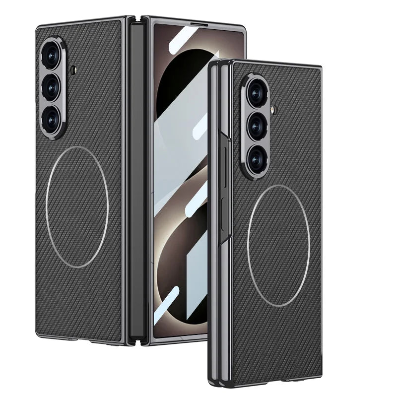 Electroplated Hard PC Leather Back Cover Case for Samsung Galaxy Z Fold 8 Ultra Fold 7 with Glass Screen Film