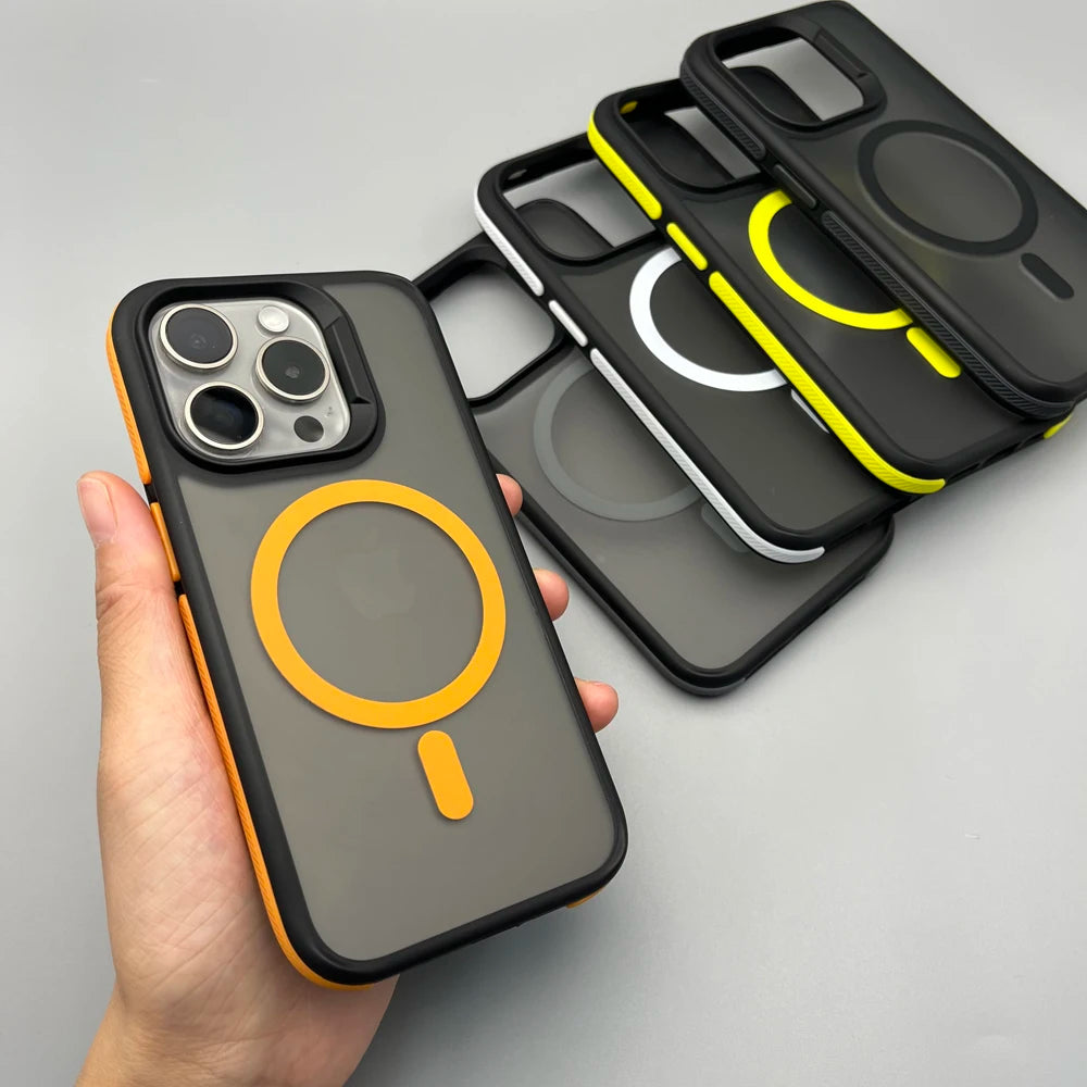 Magnetic Luxury Matte Translucent Armor Shockproof Case For iPhone 16 15 14 13 12 11 Pro Max for Magsafe Wireless Charge Cover