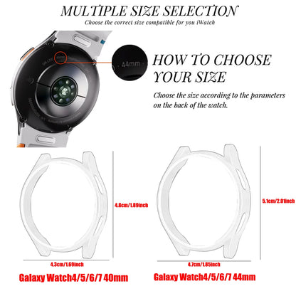 for Samsung Galaxy 4 5 6 7 44mm 40mm tempered glass+PC fully covered protective watch case, shock and scratch resistant