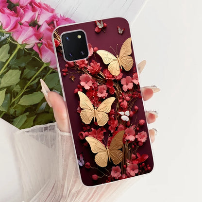 For Samsung Galaxy Note 10 Lite Case SM-N770F Luxury Flowers Painted Cover Soft Silicone Case For Samsung S10 Lite SM-G770F Bags