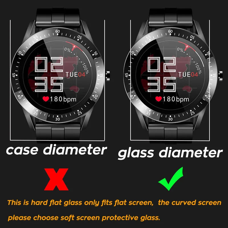 2Pcs 24mm to 43mm Watch Tempered Glass Screen Protector Smart Watch Protective Screen Film Guard Anti Scratch Crystal