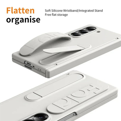 Modern Wrist Band Holder Hinge Case For Samsung Z Fold 7 6 5 4 3 Wrist Band Holder Pen Slot S Pen & Screen Protector Film Cover