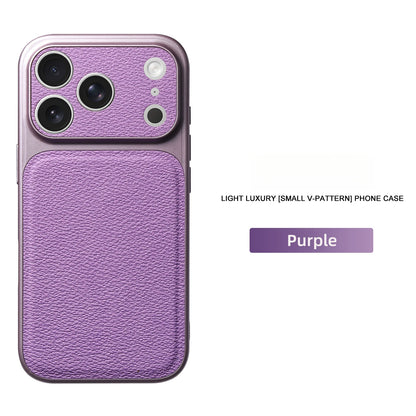 Solid Color Lychee Grain Leather Phone Case, Anti-Scratch & Shockproof Protective Cover for iPhone 17 Pro Max  16 15 14 13 Air