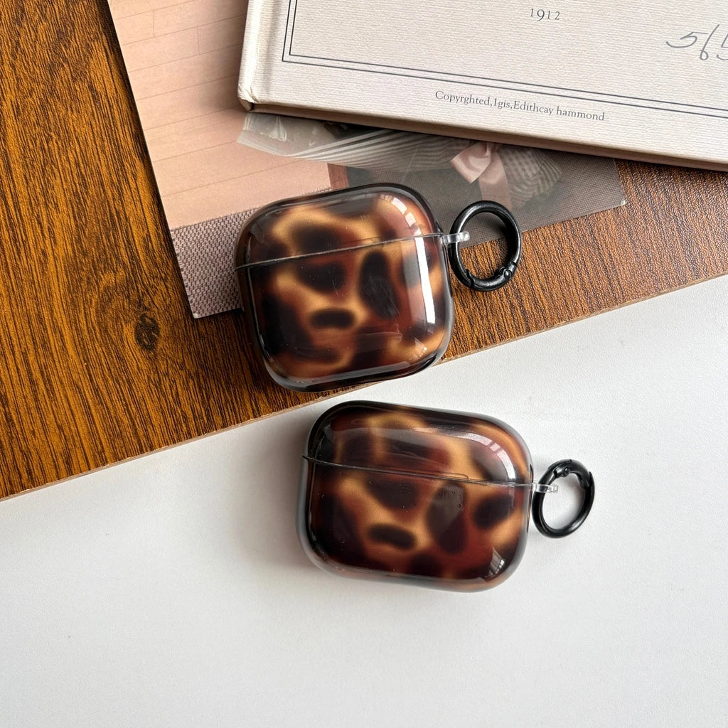 Autumn Winter Retro Brown Amber Pattern With Hook Shockproof Protective Earphone Cover Case for AirPods 1 or 2 3 4 5 Pro 2 Pro 3