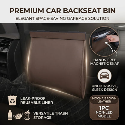 Magnetic Adsorption Car Garbage Bag Waterproof PU Leather Auto Back Seat Hanging Trash Bin for Car Interior Accessories