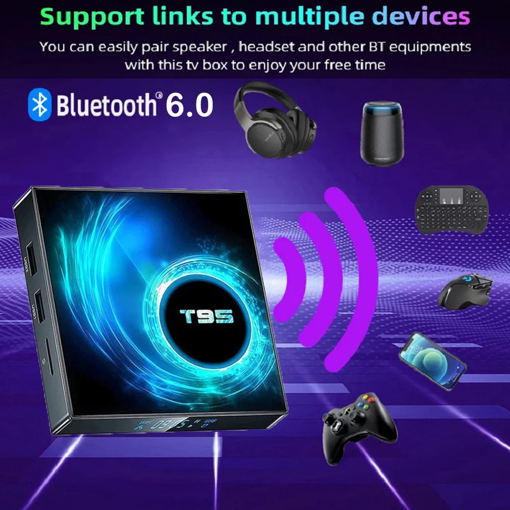 Smart TV Box 2026 T95 Plus HD 6K Android 16 Allwinner H616 4GB 64GB 128GB Dual Wifi Media Player PK X96Max Plus H96 Set Top Box