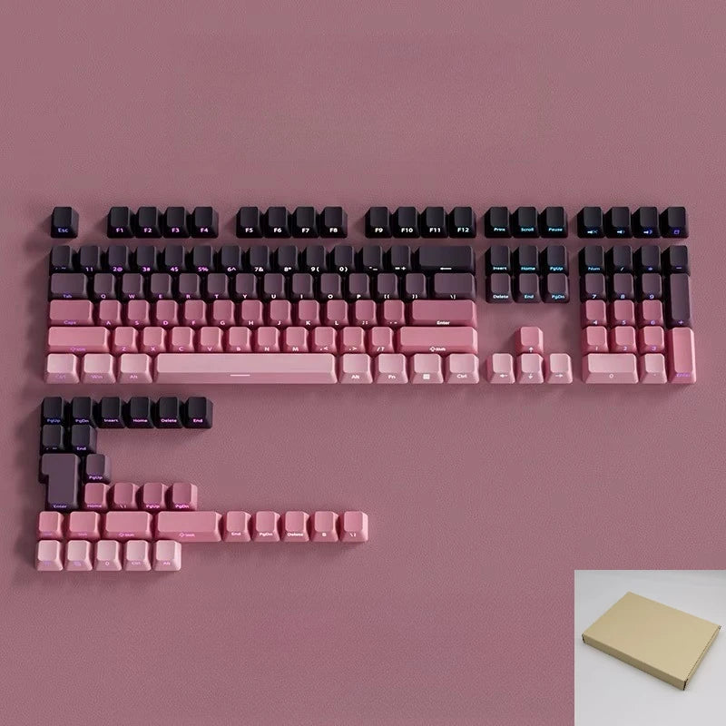 Gradient Gray Double Shot RGB Backlit Keycaps OEM Profile 135+ Keys Side Printed PBT Keycaps for Cherry MX Switches Keyboards