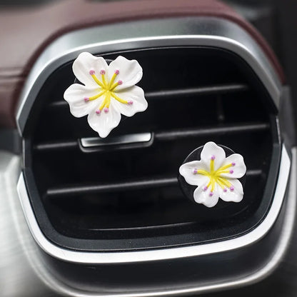2Pcs Car Perfume Clip Flower Air Outlet  Decorations Bright Peach Blossom Cherry Blossom Car Air Freshener with Fresh Color