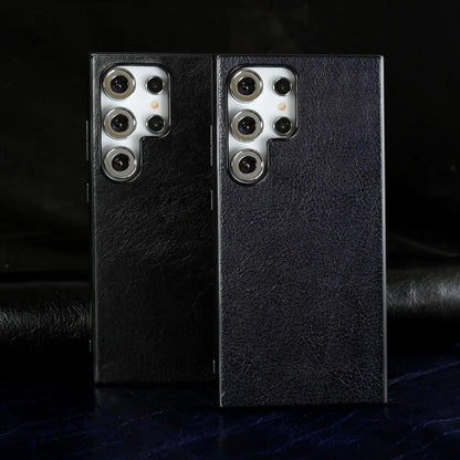 Retro Genuine Leather Phone Case for Samsung Galaxy S26 Ultra S23 Plus S24Ultra S23Ultra S22Ultra S21FE Luxury Back Cover Cases