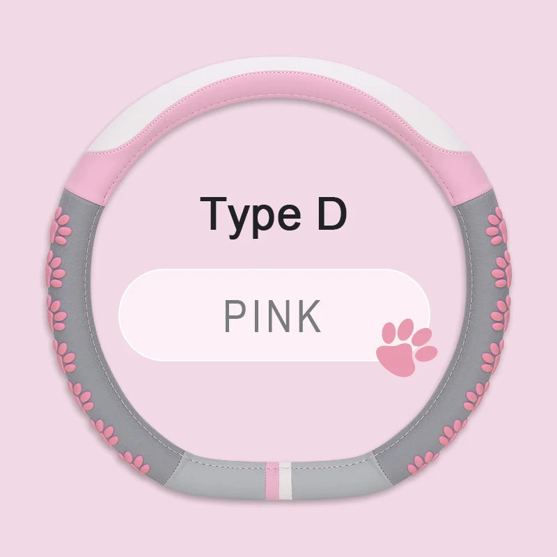 Car Steering Wheel Cover Universal Anti-Slip Cat Claws Artificial Leather Car Steering Wheel Protective Cover 38cm Shape O D
